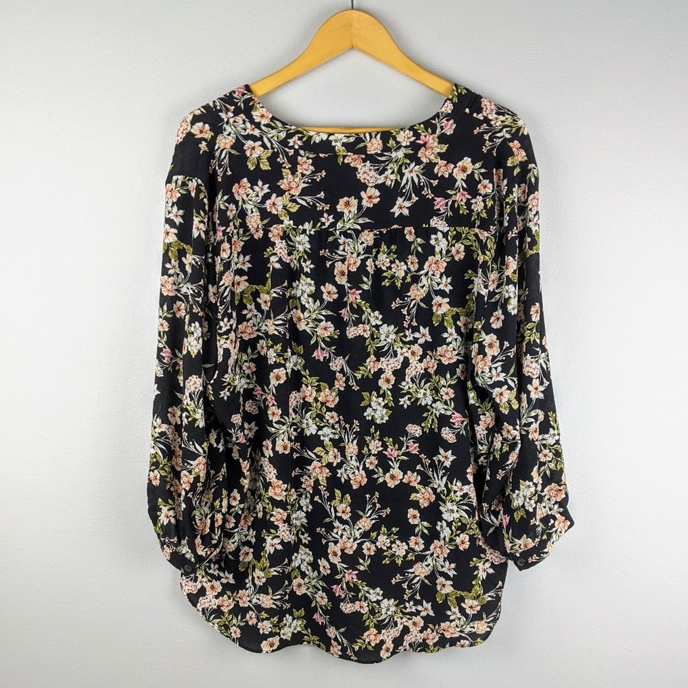 Vince Camuto Black Bouquet Plains Chiffon Blouse - Picture 9 of 9